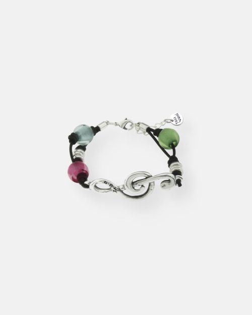 PULSERA CUERO RESINA NOTA MUSICAL
