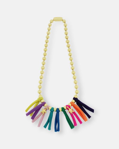 COLLAR CADENA BOLAS ESTRELLAS COLORS ORO