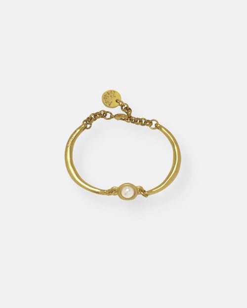 PULSERA RIGIDA PERLADA 1 PERLA ORO
