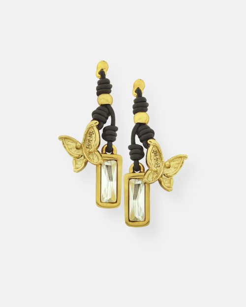 PENDIENTES CUERO MARIPOSA CRISTAL VUELA