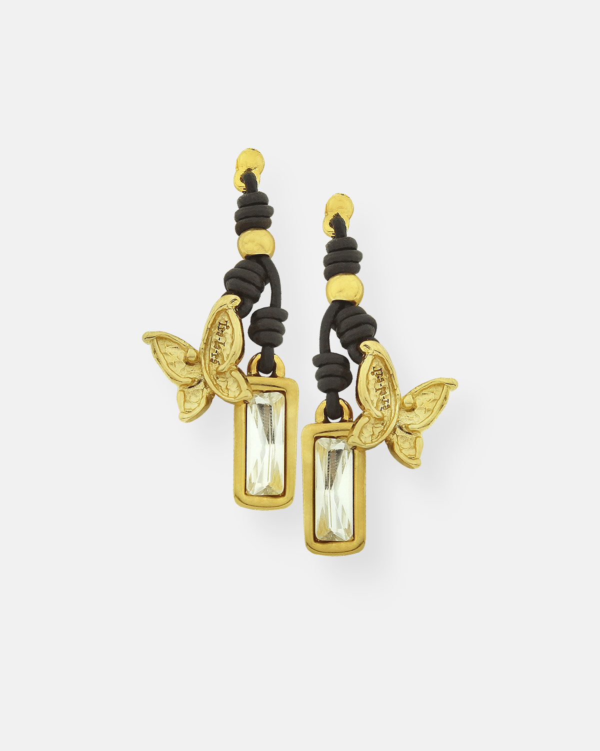 PENDIENTES CUERO MARIPOSA CRISTAL VUELA