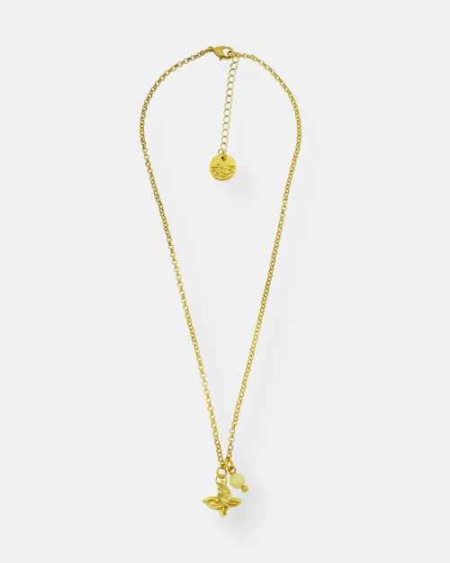 COLGANTE CADENA FINA PIEDRA VUELA ORO