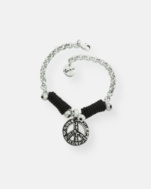 PULSERA CADENA VUELTAS CUERO DOBLE PAZ PEQUEÑA