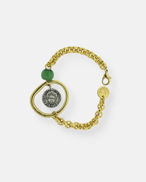 PULSERA CADENA ARO EMPODERADAS FRIDA ORO