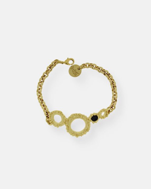 PULSERA CADENA AROS CRISTAL GRECIA ORO
