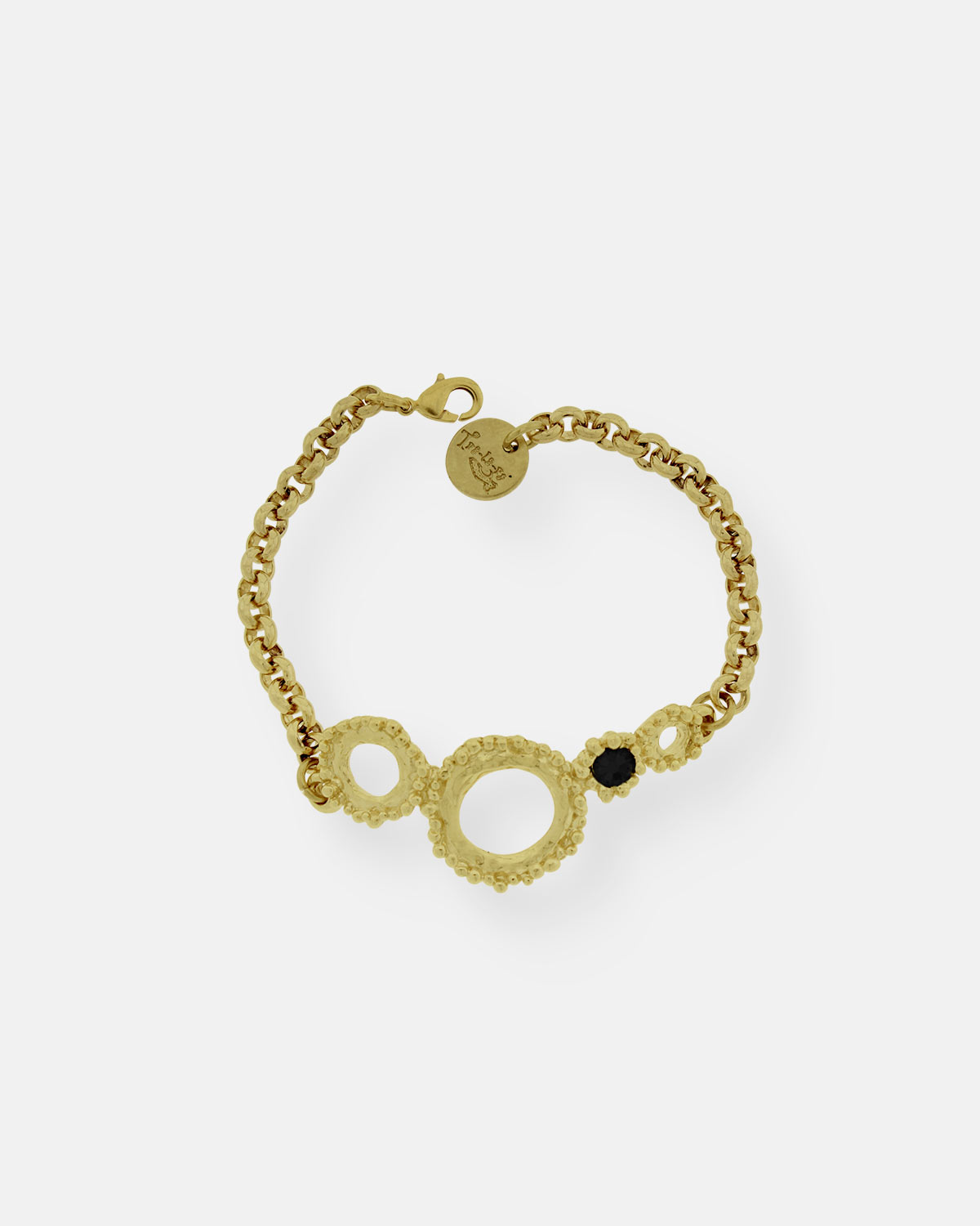 PULSERA CADENA AROS CRISTAL GRECIA ORO
