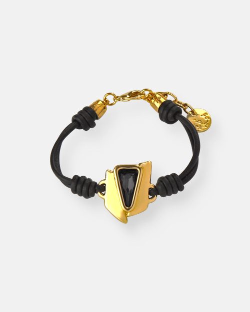 PULSERA CUERO DOBLE ODISEA ORO