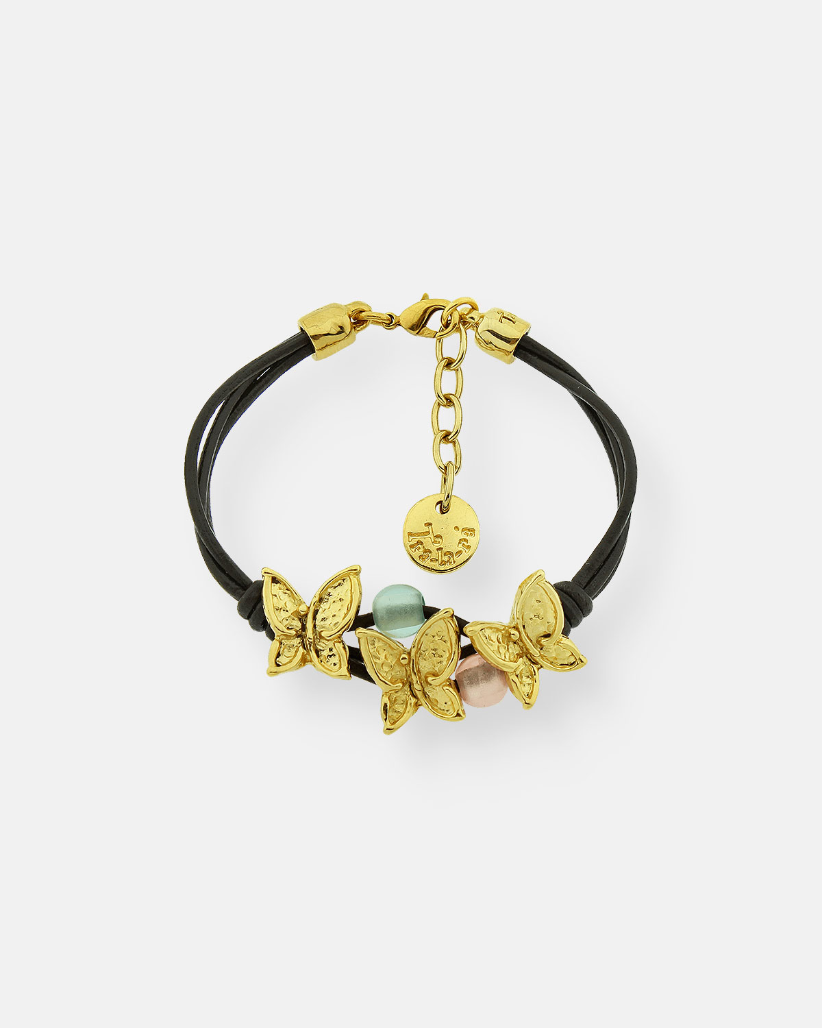 PULSERA CUERO 3 MARIPOSA VUELA