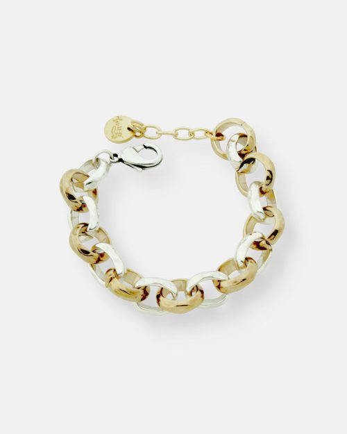 PULSERA ANILLADA COMBINADA ORO Y PLATA