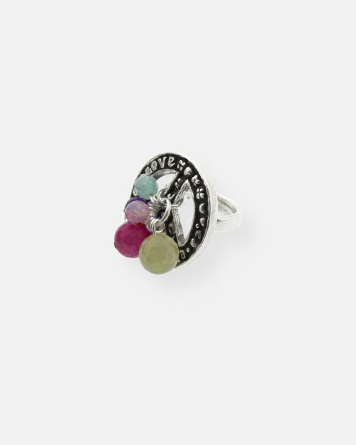 ANILLO PAZ GRANDE PIEDRAS COLORES