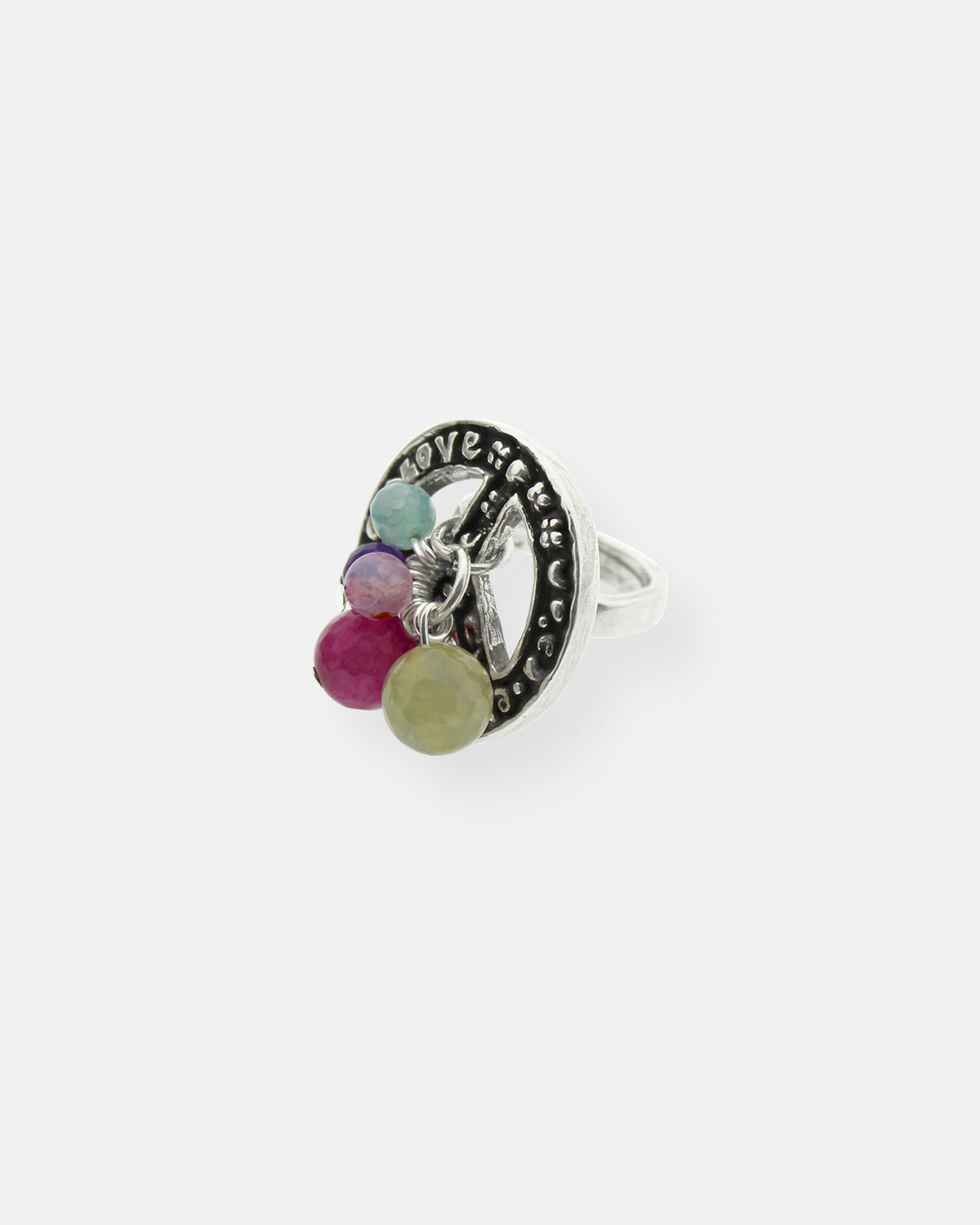 ANILLO PAZ GRANDE PIEDRAS COLORES