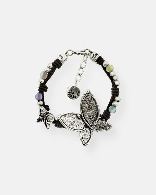 PULSERA CUERO BOLAS VUELA GR.