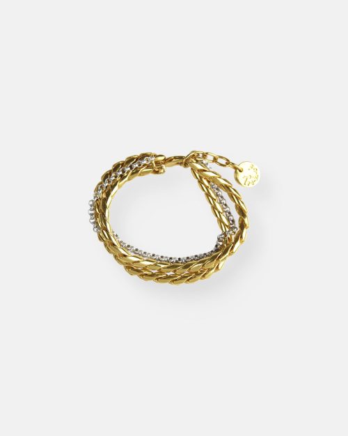 PULSERA 3 CADENAS COMBINADAS DUO ORO