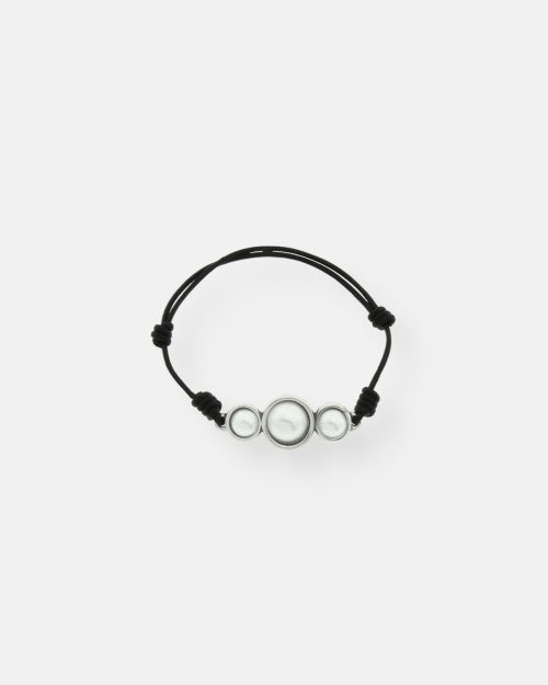 PULSERA CUERO 3 PERLAS PERLADA