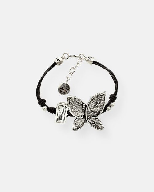 PULSERA CUERO CRISTAL MARIPOSA GR.VUELA