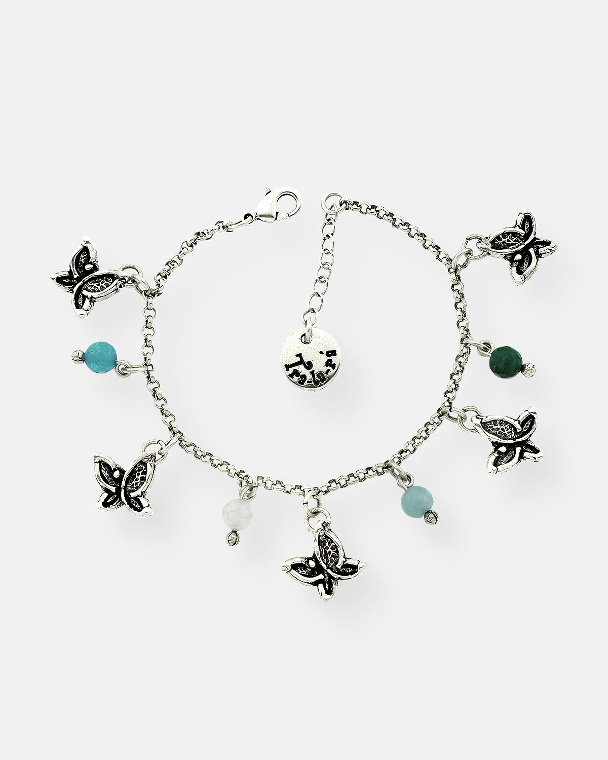 PULSERA CADENA 5 MARIPOSAS COLOR VUELA