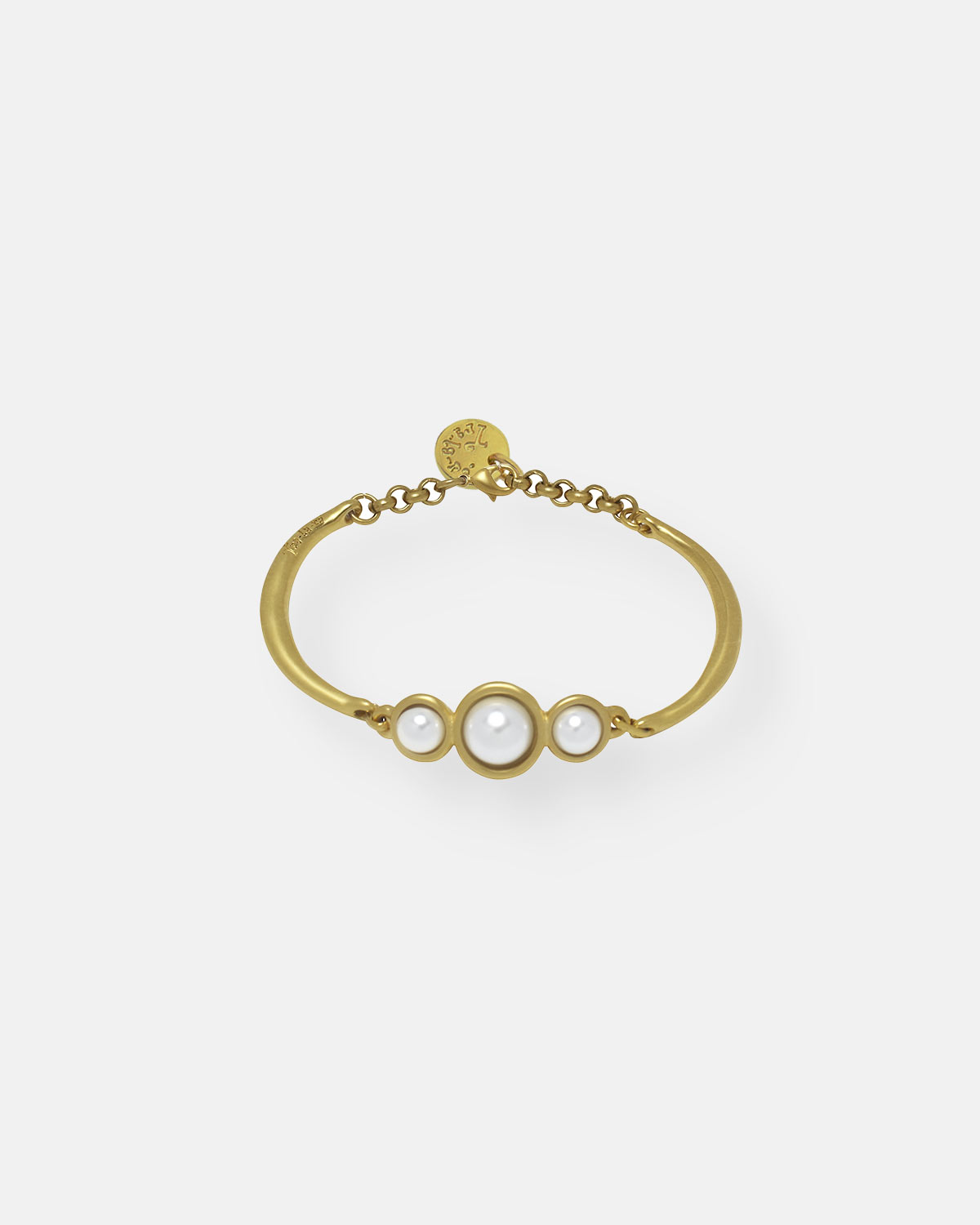 PULSERA RIGIDA PERLADA ORO