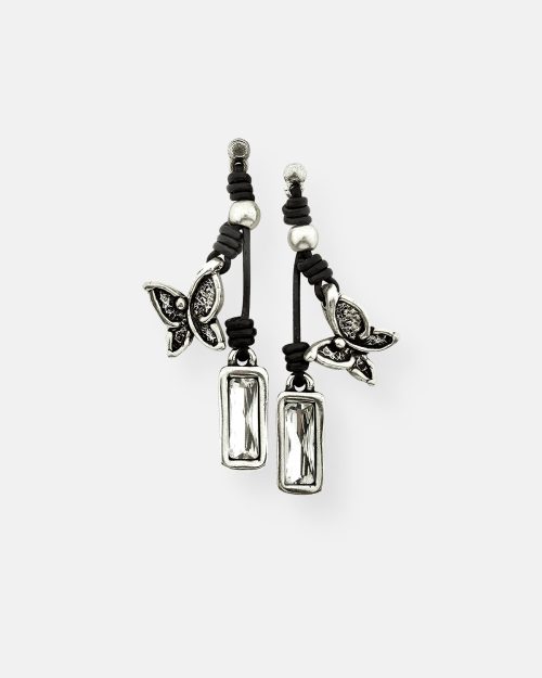 PENDIENTES CUERO MARIPOSA CRISTAL VUELA