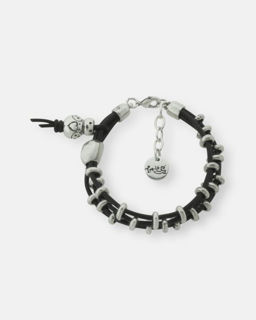 PULSERA CUERO ANILLAS TRALARITOS