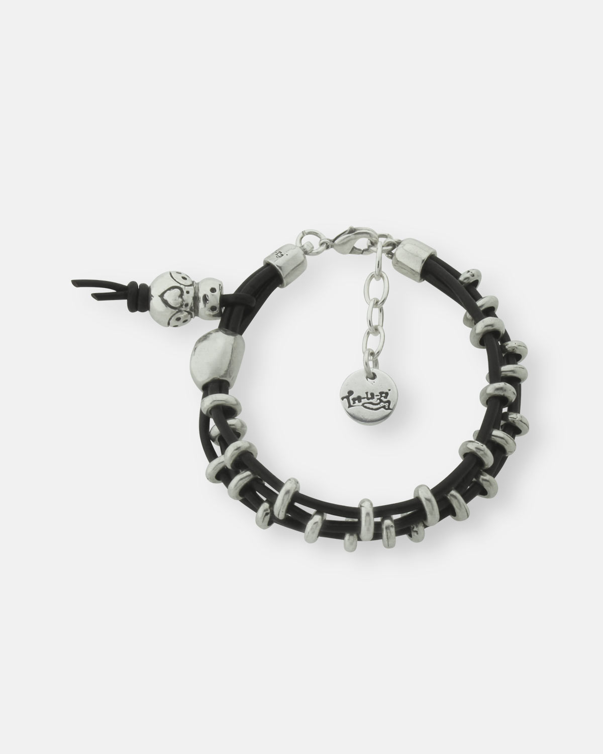PULSERA CUERO ANILLAS TRALARITOS
