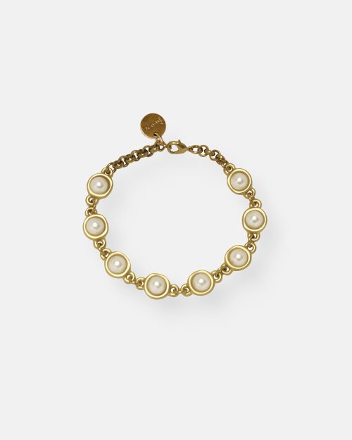 PULSERA PERLADA 7 PERLAS ORO