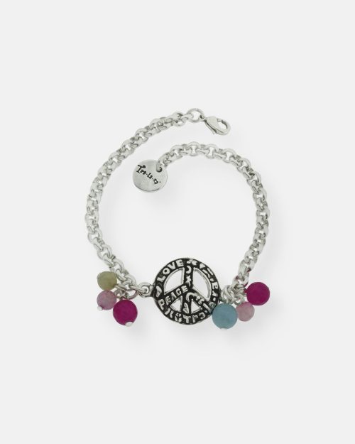 PULSERA CADENA PIEDRAS COLORES PAZ PEQUEÑA