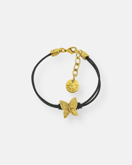 PULSERA CUERO MARIPOSA PEQ.VUELA ORO