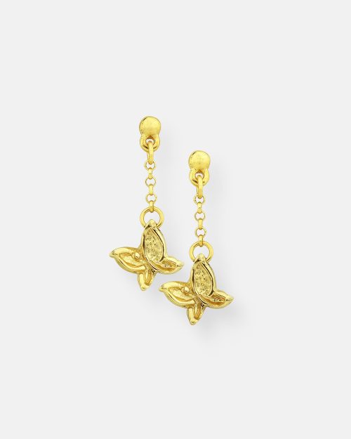 PENDIENTES CADENA FINA VUELA ORO