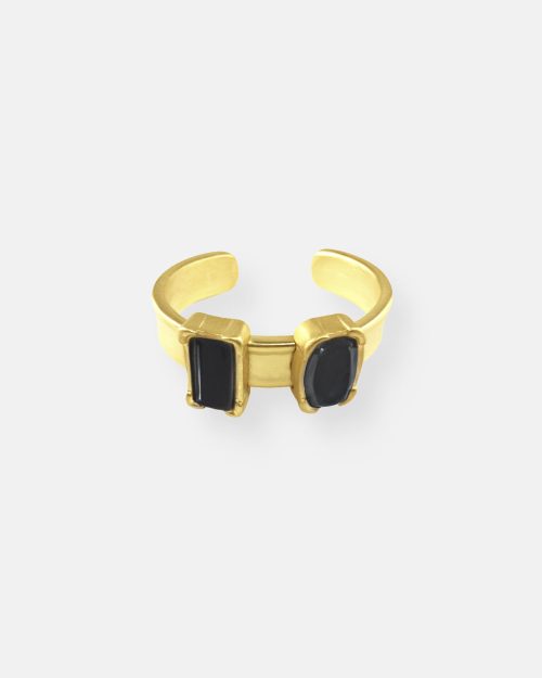 BRAZALETE RIGIDA 2 PIEDRAS ORO
