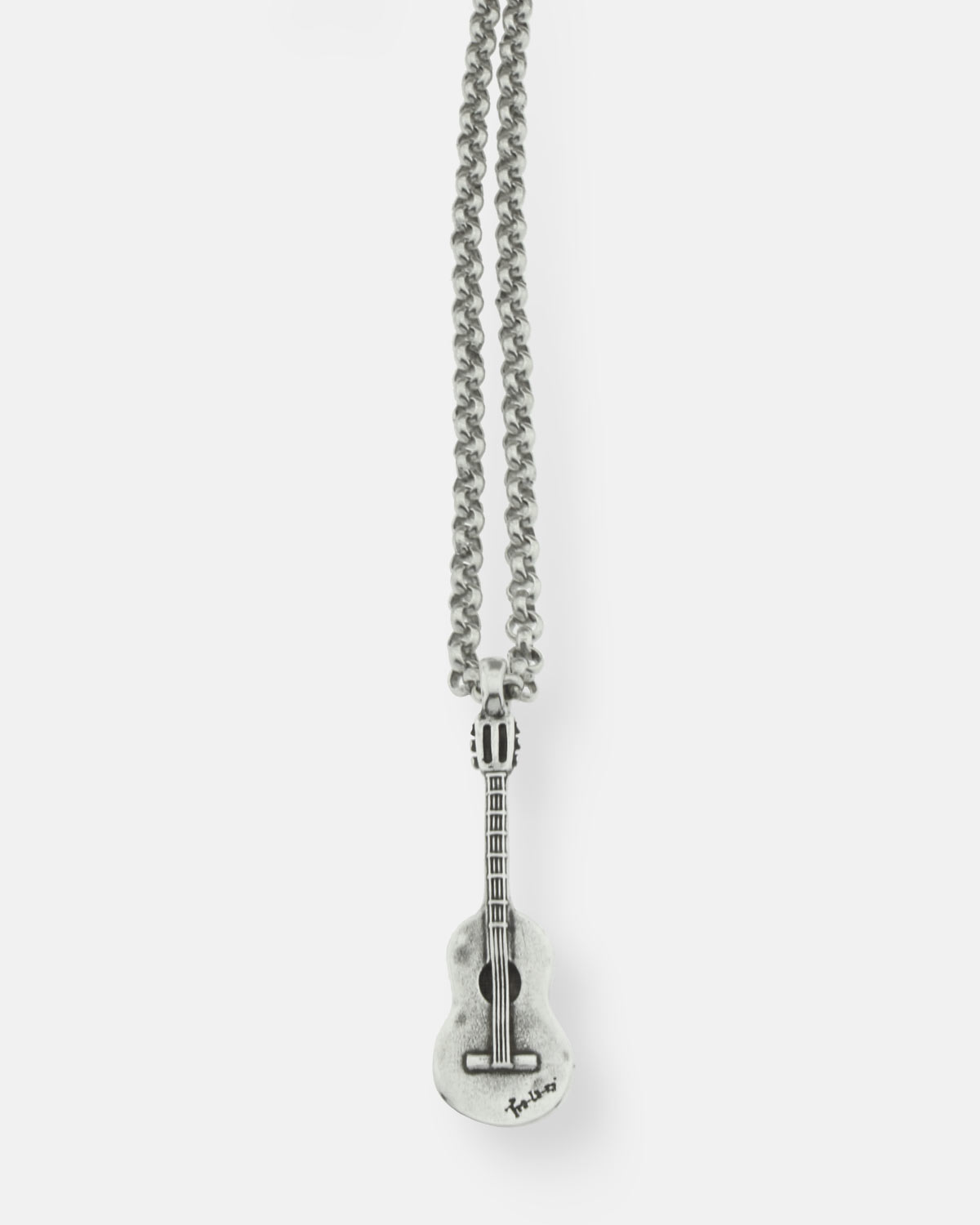 colgante de guitarra para hombre plateado