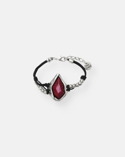 PULSERA CUERO BOLAS STONE