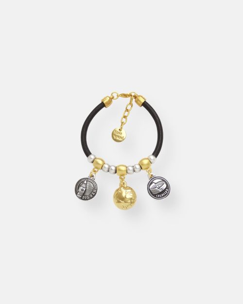 PULSERA CUERO BICOLOR VOYAGE ORO