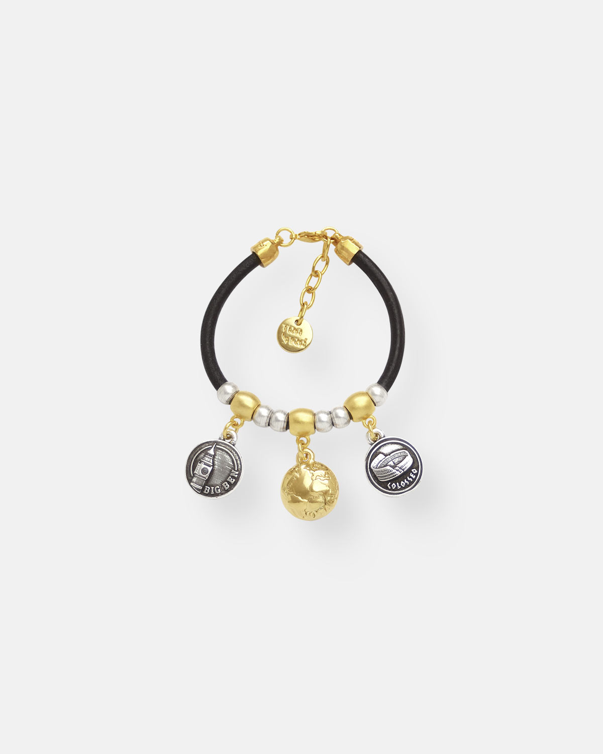 PULSERA CUERO BICOLOR VOYAGE ORO