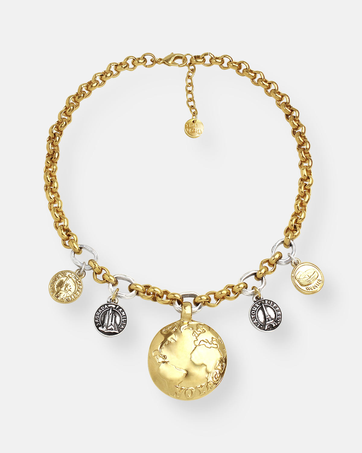 COLGANTE BICOLOR MEDALLON VOYAGE ORO