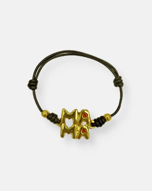 PULSERA CUERO MAMA DOBLE ORO
