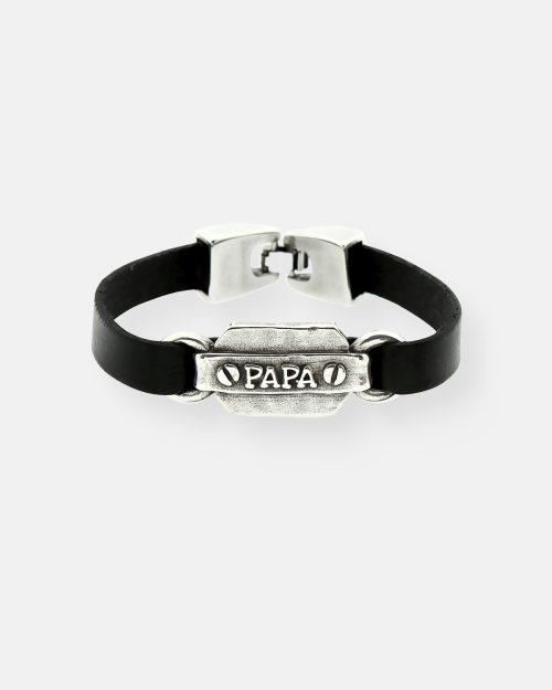 PULSERA CUERO PLANO PLACA PAPA