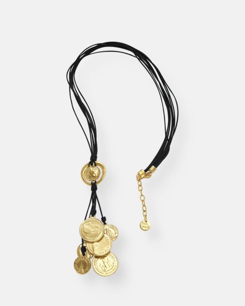 COLGANTE CUERO LARGO VOYAGE ORO