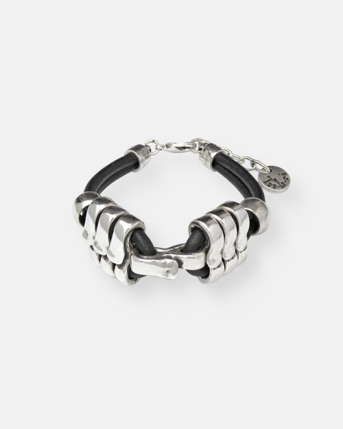 PULSERA SIMPLE CUERO BOLAS AIRE