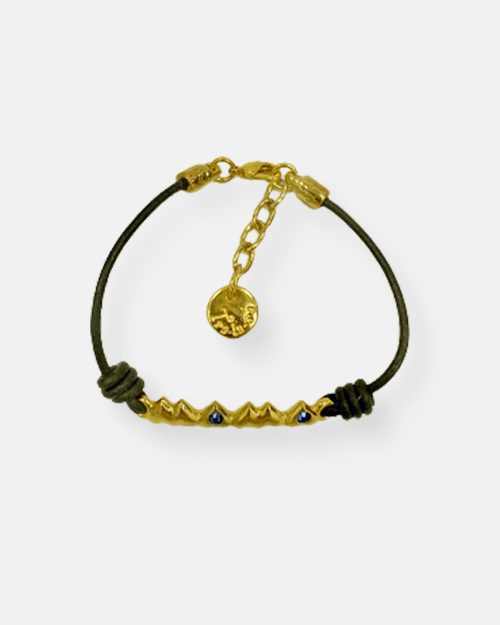 PULSERA CUERO MAMA CORAZONES ORO