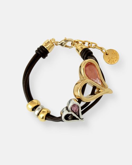 PULSERA DOBLE 3 CUEROS PASIÓN ORO