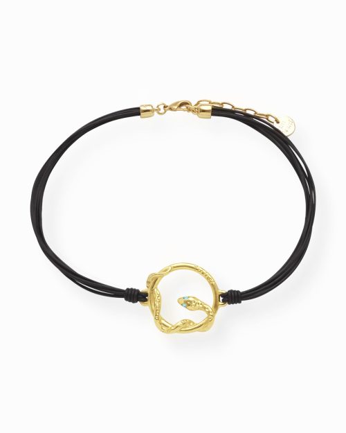 GARGANTILLA CHOKER CUERO SALVAJE ORO