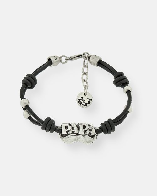 PULSERA CUERO BOLAS BIGOTE PAPA