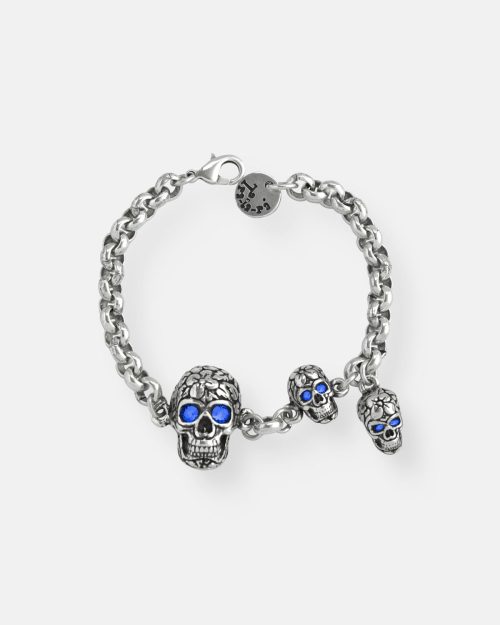 PULSERA CADENA 3 CALAVERAS TATOO