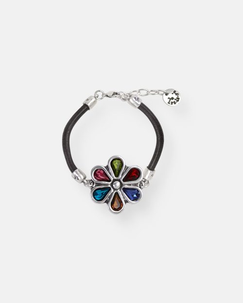 PULSERA CUERO PETALOS
