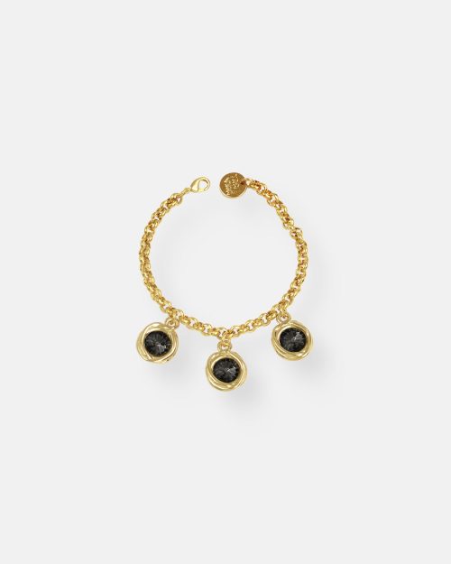PULSERA CADENA 3 CRISTALES TUAREG ORO