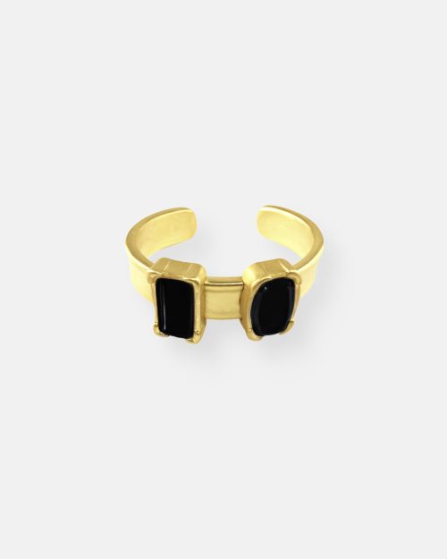 BRAZALETE RIGIDA 2 PIEDRAS ORO FORMAS