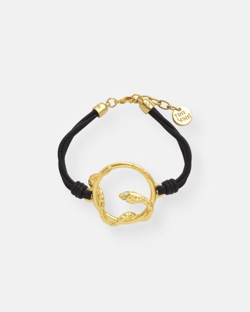 PULSERA CUERO SALVAJE ORO