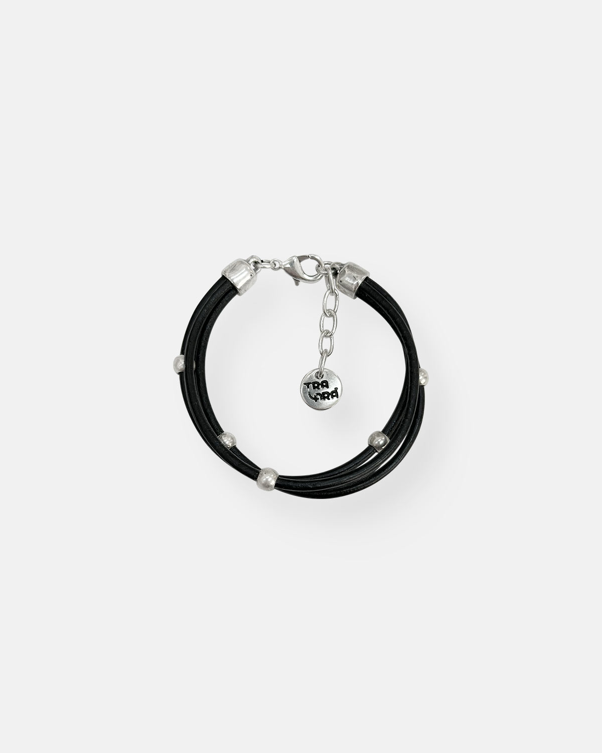 PULSERA CUERO BOLAS ESPIGA