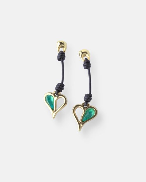 PENDIENTES LARGOS CUERO PASIÓN ORO