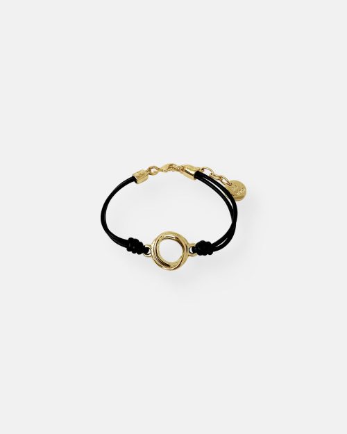 PULSERA CUERO HUECO TUAREG ORO